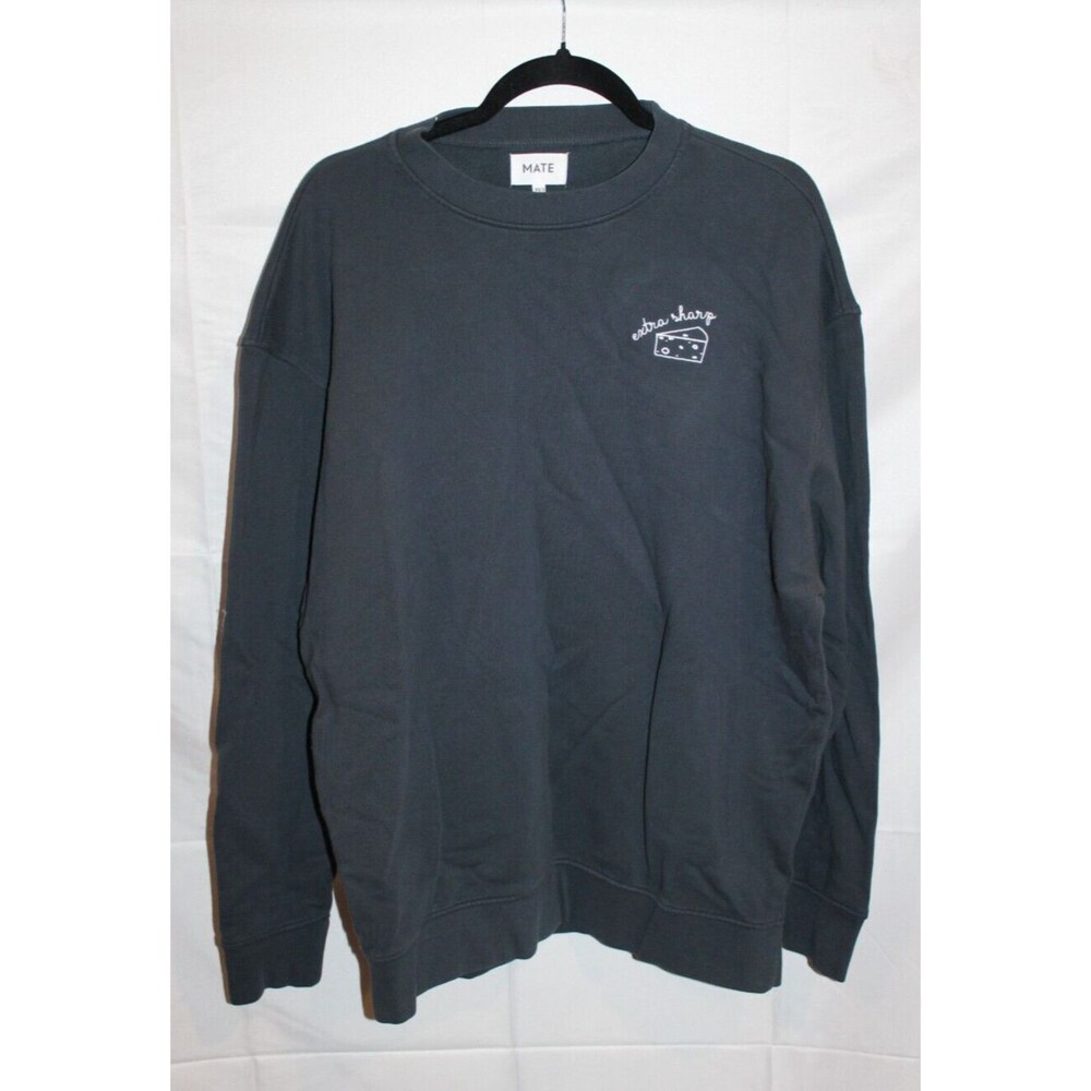 MATE the Label‎ Organic Fleece Graphic 'Extra Sharp" Sweatshirt BLUEXS/S NEW